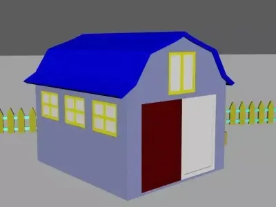 House with fence Free 3D model