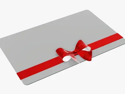 Gift card with ribbon Christmas 03 3D model