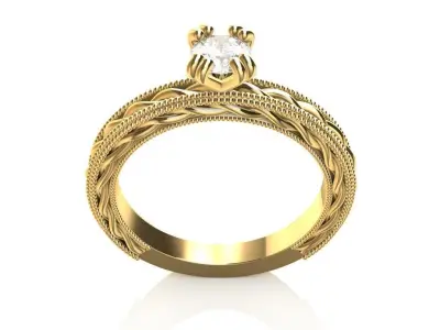 Solitaire Engagement Ring 3D print model