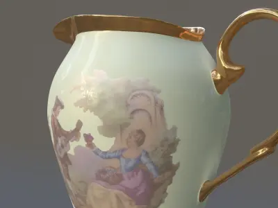 Jug Milk Porcelain Retro 3D Model 3D model