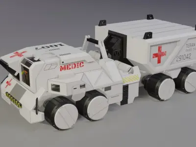 Sci-Fi Vehicles Low Poly Game Ready Model Low-poly 3D model