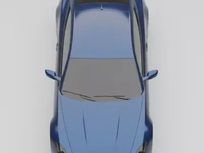 Sleek Blue Sports Car with Racing Stripes 3D model