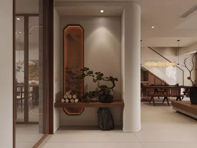 japanese living room dining room interior scenes 01 3D model