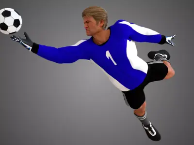 Caucasian Football Soccer GoalKeeper 3D model