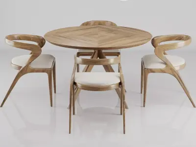 Dinning chair and table set9 3D model