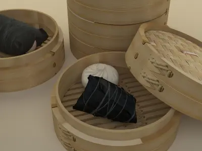 Chinese bamboo steamer 3D model