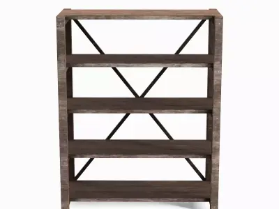 Wide Pottery Shelf B 03 Low-poly 3D model