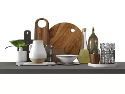 Set Of Ceramic Dishes Kitchen Decor 3D model