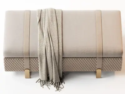 Modern Italian Designer Quilted Leather Ottoman Be 3D model