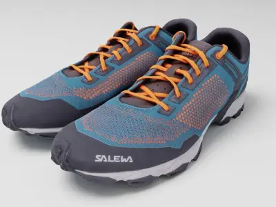 Pair of hiking running shoes sneakers outdoor footwear  3D model