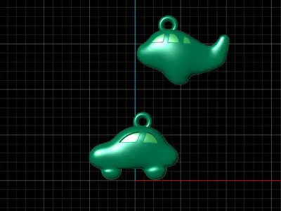 Car pendant  airplane pendant fashion fancy gold  3D print model