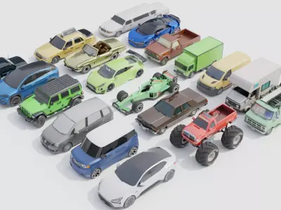 Ultimate Low Poly 3D Car Pack  20 Vehicles for Games Animations Low-poly 3D model