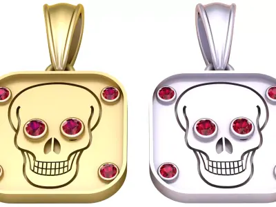 Golden Skull Ruby Pendant 3D print model