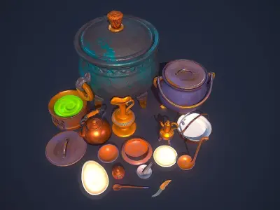 Kitchenware Props Pack Low-poly 3D model