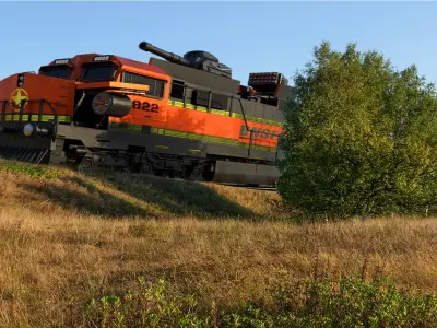 Train Engine Armoured with weapons 3D model