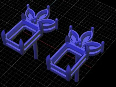 Earrings Studs Emerald 6x8  3D print model