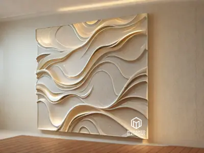modern panel wall decor set wall relief mural CNC 81 3D model