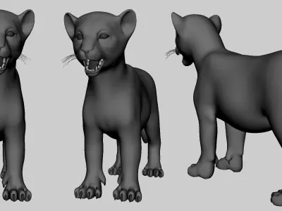 Baby Lion Low-poly 3D model