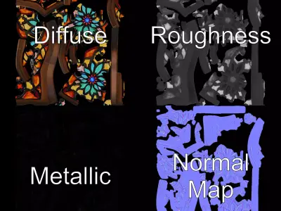 Colorful Stained Glass Window model pack Low-poly 3D model