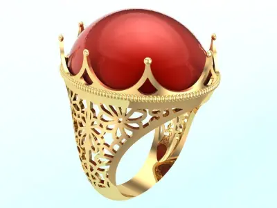 Gemstone Rings - Oval stone ring - Womens Rings 3D print model