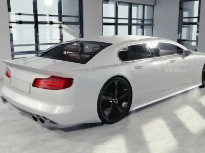 BLENDER EEVEE Brandless Extended Wheelbase 4 door sedan Low-poly 3D model