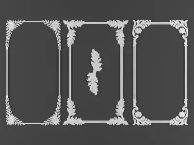 3 ornamental classic decoration frame  3d model kitbash vol 17  3D model