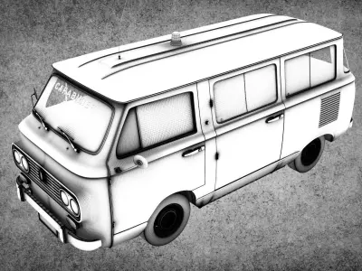 FIAT 850 familiare Low-poly 3D model