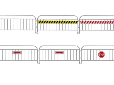 Steel Barricade Fence Low-poly 3D model