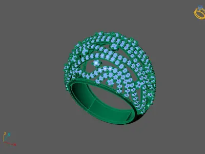 STL 3DM Print Ready Women Diamond Ring Lightweight Printable  3D print model 166