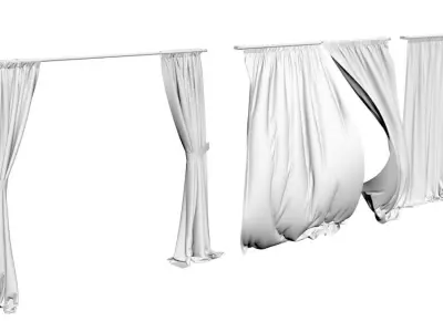 White window curtains 3D model
