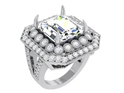 Emerald Halo Ring 4163 3D print model