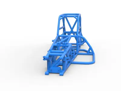 Frame of Supermodified front engine race car V3 Scale 1 to 25 3D print model