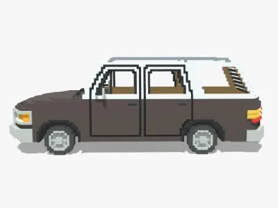 Voxel Wagon Car Low-poly 3D model