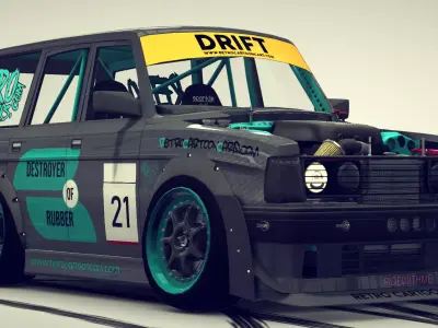 Cartoon Drift Car 3D model