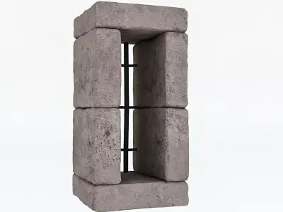 Old Stone Window 02 Low-poly 3D model