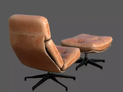 Elysium Luxe Swivel Lounge Ottoman  Low Poly Game Ready PBR  Low-poly 3D model