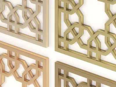 Arabic Islamic pattern decorative gold plaster 3D model