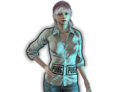 Cute PUBG M Girl Realistic Character 3D model
