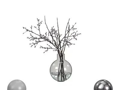 Decorative Twigs in a Vase 3D model