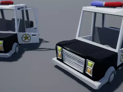 Cartoony Stylized Police Car Low Poly Low-poly 3D model