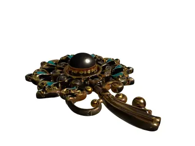 Vintage Ornate Pearl Brooch Jewelry Low-poly 3D model