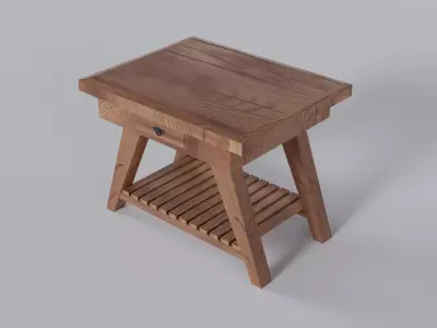 Wooden Console Table Free low-poly 3D model