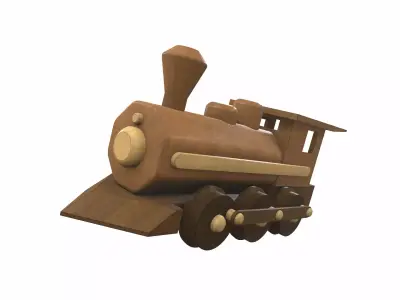 Wooden train locomotive toy 4 Free 3D model