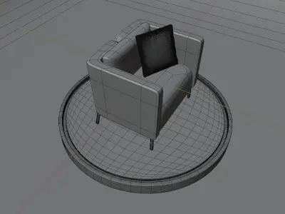 Yellow Chair with Summer pillow 3D model