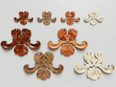 Classic decorative element of the ornament flower 3D model