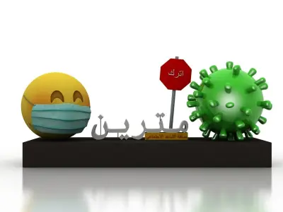 Coronavirus awareness and protection Low-poly 3D model