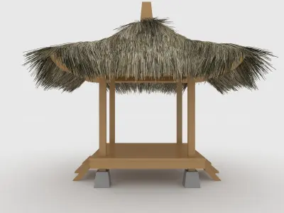 Gazebo 1 Thatch Roof 3D model