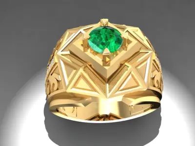 Luxury Geometric Emerald Men Ring 3D Model 1085 3D print model