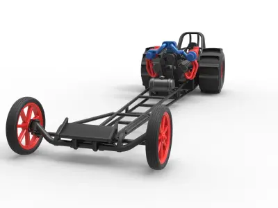 Front engine dirt dragster with turbo V8 Scale 1 to 25 3D print model