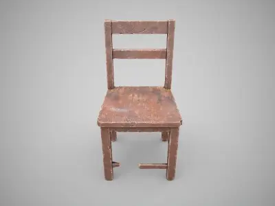 Old Wooden Chair-2 Low-poly 3D model